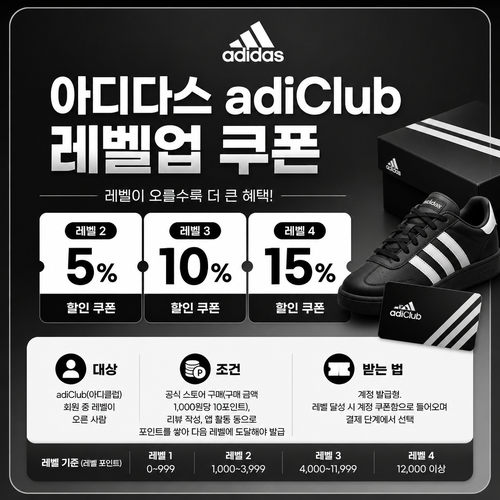 아디다스 adiClub 레벨업 쿠폰